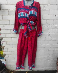 Image 1 of S/m Sari PJ lounge set red and purple 