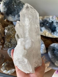 Image 19 of Etched Face Clear Quartz Statement Piece #1068