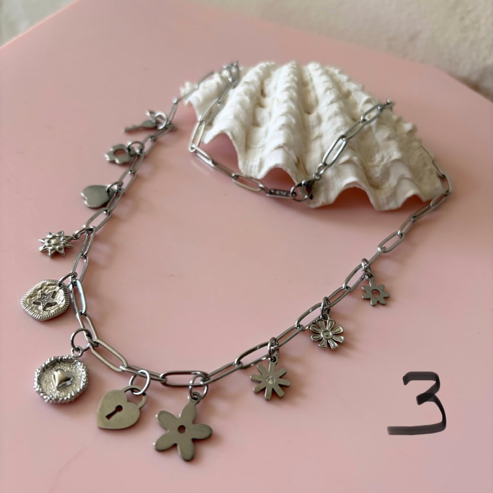 Image of Stainless Paperclip Charm Necklaces