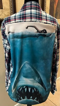 Vintage Blue/White/Red Flannel Shirt Jaws