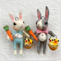 Image 2 of Grey Dutch Rabbit with Basket of Chicks and Carrot