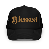 Image 3 of Blessed Trucker(Dark Tan on Black-Pink/White-Blk/White)