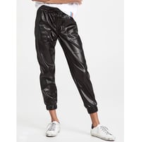 Image 1 of BLANK NYC faux leather black jogger pants