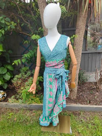 Image 2 of Pasha Co ord set top and frill wrap skirt - Jade green Pink