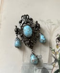 Très grand pendentif en argent et pâte de verre turquoise, XIXème siècle !