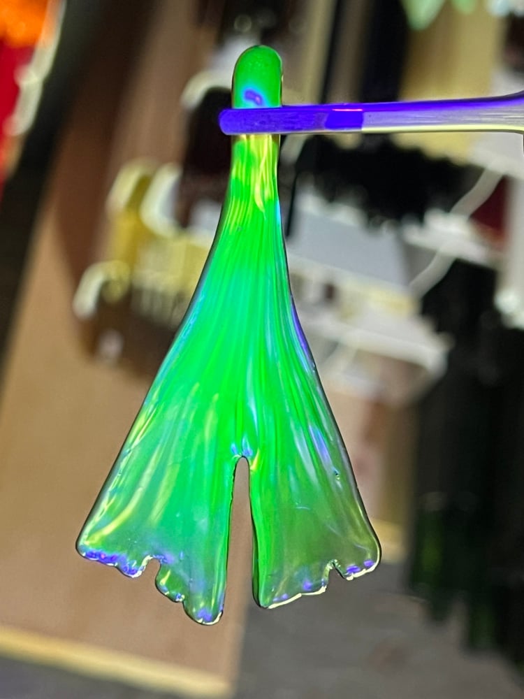 Image of Metallic Gold Ginkgo Leaf Pendant 2