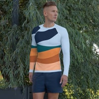 Image 1 of Lt blue abstract Men's Rash Guard