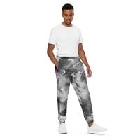 Image 3 of Black Watercolor And Colorful Neon Skull and Pentagram  Unisex track pants