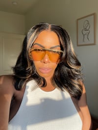 Image 6 of 14 inch 'M' shaped LAGOS HAIRLINE 5x5 HD LACE CLOSURE WIG with BLONDE HIGHLIGHTS
