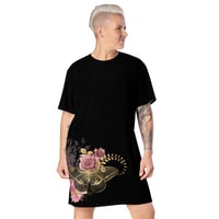 Image 1 of Rose Gold Moth and Roses Goth Pastel Inspired T-shirt dress