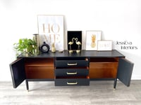 Image 3 of Black and gold brass G Plan Sideboard - Drinks/Cocktail Cabinet - TV Unit