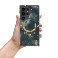 Image 3 of Blue and Gold Celestial Moons Design Clear Case for Samsung®