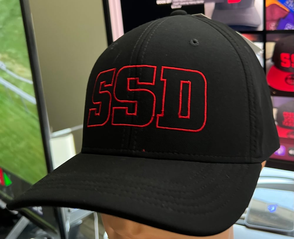 Nike Black Fitted Classic 99 hat with Red SSD outline logo 
