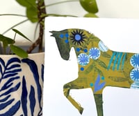 Image 4 of Alfonso , a green monoprinted horse with collage elements 
