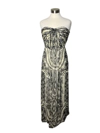 Image 1 of Strapless Silk Boho Print Maxi Dress