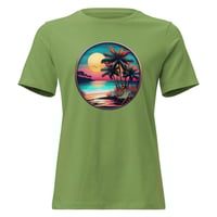 Image 7 of Women's Relaxed T-Shirt, Tropical Beach Sunset tee