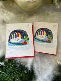 Image 1 of Dorchester Gas Tank Snow Globe Greeting Card
