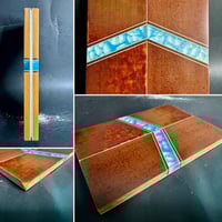 Image 1 of Vintage Linen Micarta & @Kaoticartworks Resin Segmented Knife Scales