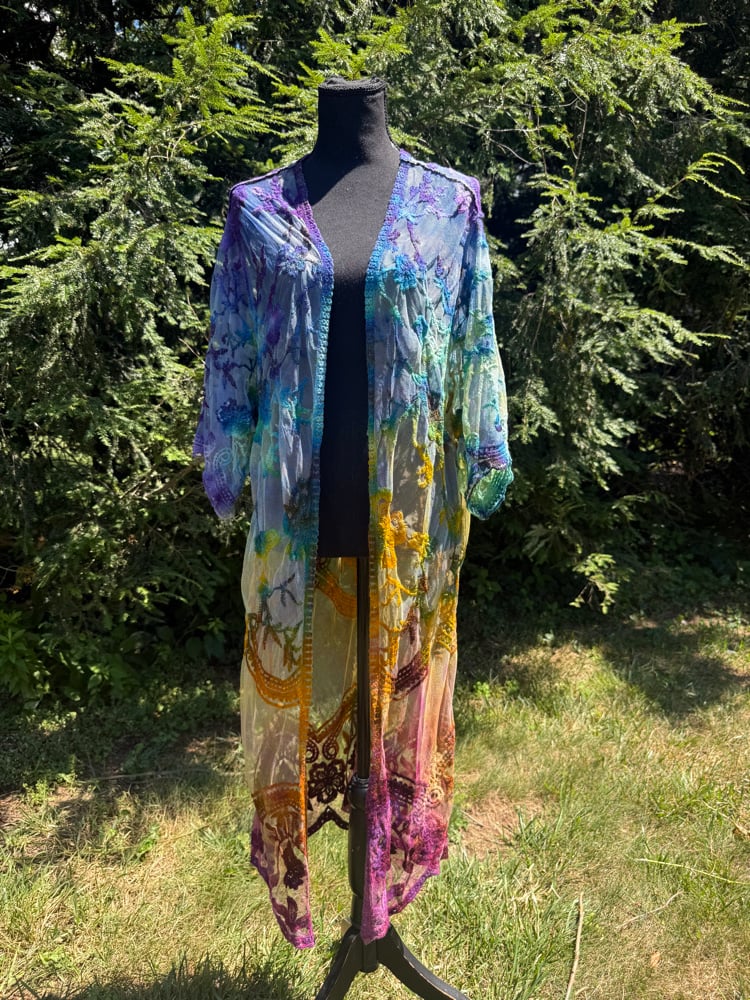 Image of (Free Size) Floral Rainbow Lace Cardigan