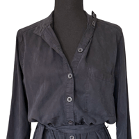 Image 3 of Black Cloth & Stone Button Front Pant Jumpsuit with Waist Tie- Anthropologie Size M 