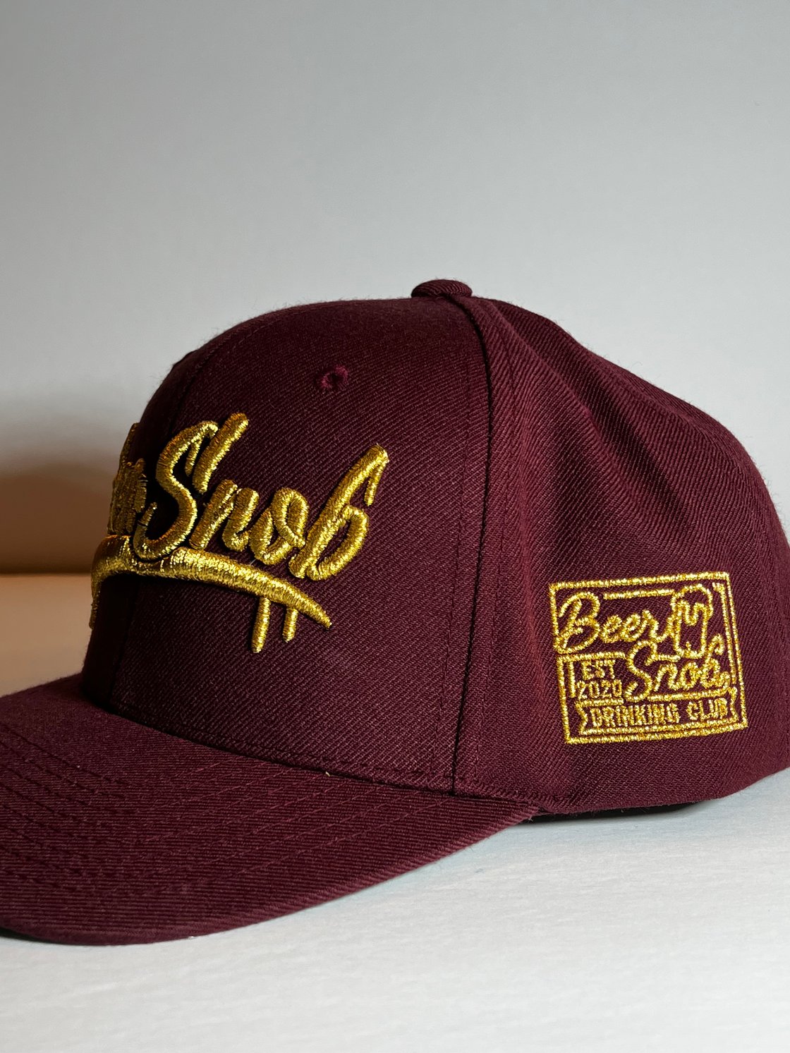 Image of Metallic Gold Drip Maroon Hat 