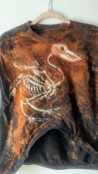 Image 2 of Bird skeleton hand-painted black cropped top