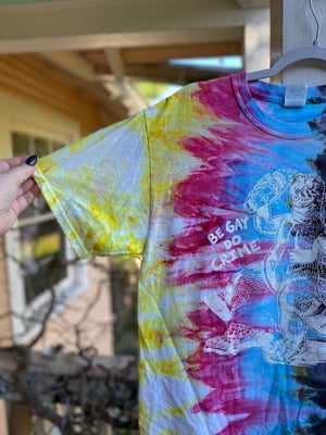 Image of MEDIUM Godzilla Be Gay Do Crime Tie Dye Shirt 2