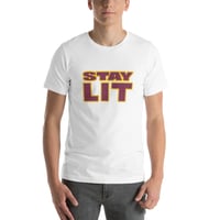 Image 3 of STAY LIT BURGUNDY/GOLD Short-Sleeve Unisex T-Shirt
