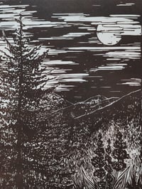 Image 3 of No friends but the mountains • Linocut paper print