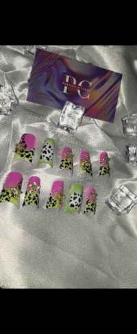 Image 2 of Cow Print Airbrush Long Duck Nails