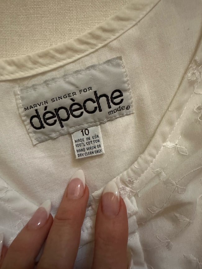 70s cotton eyelet peplum dress