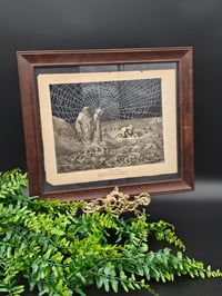 Image 1 of LARGE STATEMENT PIECE "1800's Dante Inferno Gustave Dore" page with preserved spider web - C