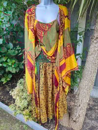 Image 2 of Zara Split Skirt- yellow and green