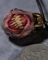 Image 7 of Egg of the King bruised pendant, leather cord, brass hardware