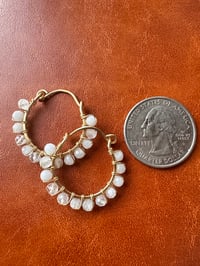Image 2 of Moonstone Hoop Earrings (Brass)