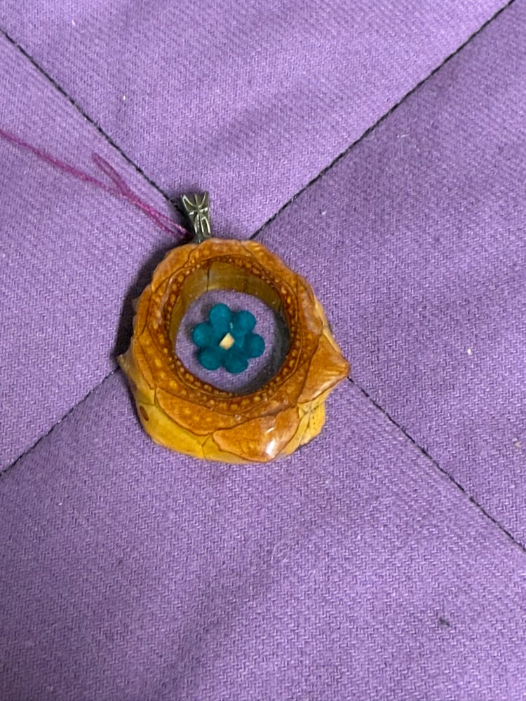 Image of Blue Flower Pinecone Charm | Handmade PNW Jewelry | #87
