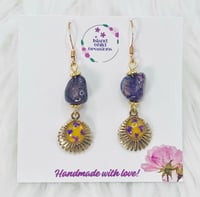 Image 3 of GOLD YELLOW FLORAL DANGLES