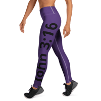 Image 2 of Yoga Leggings (purple John 3:16)