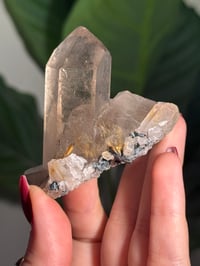 Image 3 of SELF STANDING NATURAL RUTILE X HEMATITE SMOKEY QUARTZ POINT -BRAZIL- G