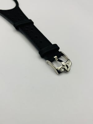 Image of Beautiful Leather Watch Strap Band bracelet with Silver Buckle for Omega Dynamic gents watch,BLACK