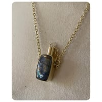 Image 2 of Sunset Flash Labradorite and Solid Brass Vessel Necklace