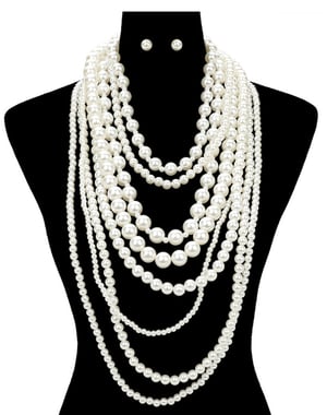 Image of London Pearl of love Chunky Pearl Beaded Multi Layered Statement Necklace