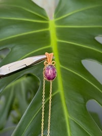 Image 1 of Gold Ruby Zoisite Oval Crystal Necklace