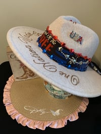 Image 2 of "One Nation Under God" 4th Of July Fedora Wide Brim Hat