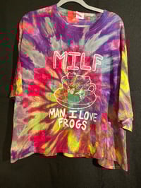 Image 1 of 3XL MILF Man I Love Frogs Tie Dye Crop Top Shirt 2