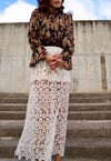 BLACK AND BROWN FLORAL TULLE BLOUSE