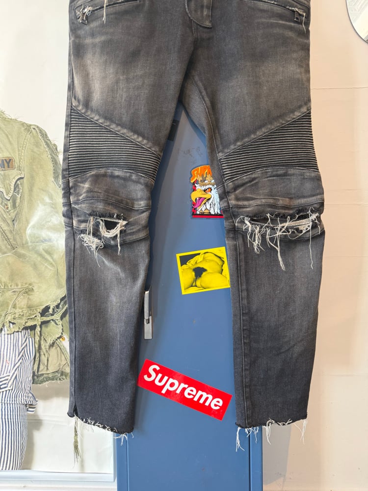 Image of Balmain Moto Biker Denim