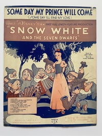 Image 2 of Snow White c1937, framed vintage sheet music of 'Some Day My Prince Will Come'