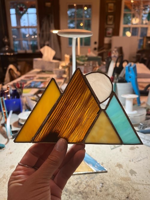 Image of Moon Mountain Range-stained glass