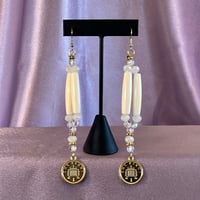 Image 1 of 1 tier hairpipe Earrings ( gold coins) 